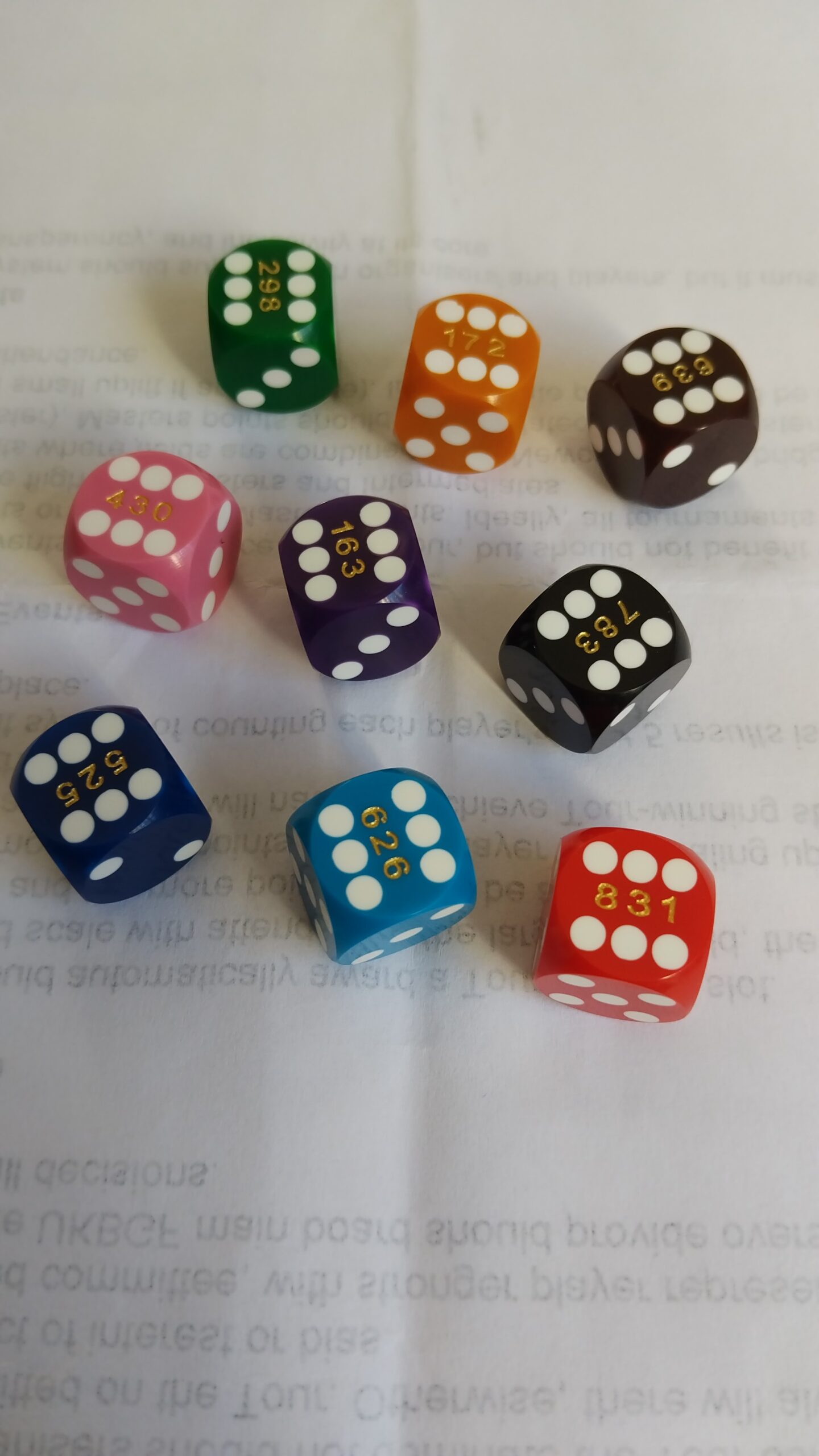 Backgammon dice